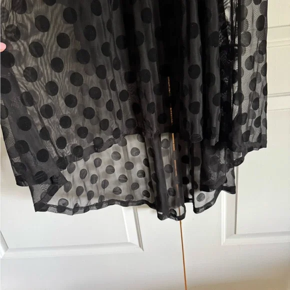 City Chic Black Sheer Polka Dot High Low Dress - Picture 3 of 5